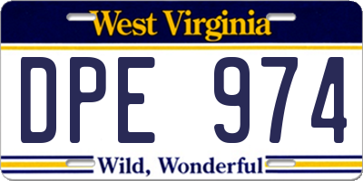 WV license plate DPE974