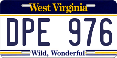 WV license plate DPE976