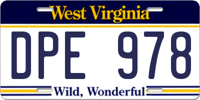WV license plate DPE978