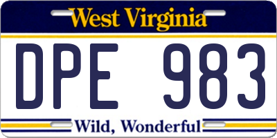 WV license plate DPE983