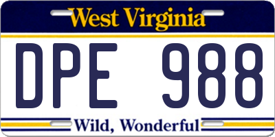 WV license plate DPE988