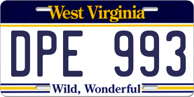 WV license plate DPE993
