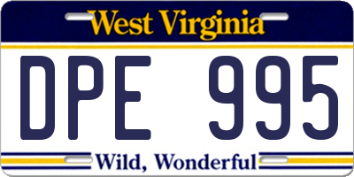 WV license plate DPE995
