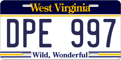 WV license plate DPE997