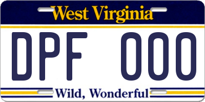 WV license plate DPF000