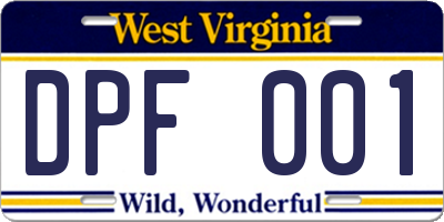 WV license plate DPF001