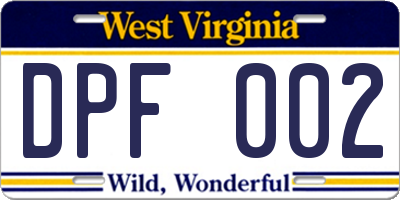 WV license plate DPF002