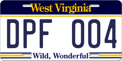 WV license plate DPF004