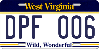 WV license plate DPF006
