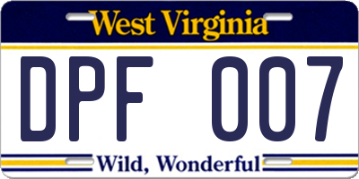 WV license plate DPF007