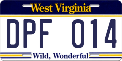WV license plate DPF014
