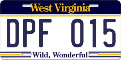 WV license plate DPF015