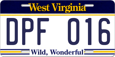 WV license plate DPF016