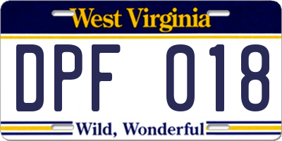 WV license plate DPF018