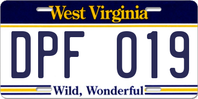 WV license plate DPF019