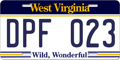 WV license plate DPF023