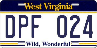 WV license plate DPF024