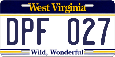 WV license plate DPF027