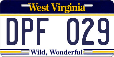 WV license plate DPF029