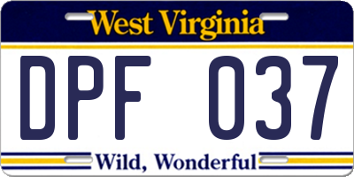 WV license plate DPF037