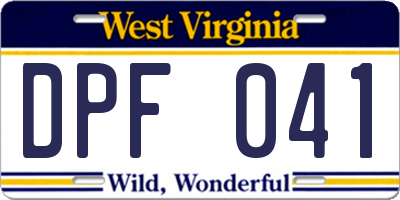 WV license plate DPF041