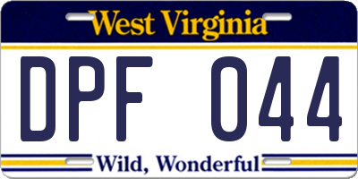 WV license plate DPF044