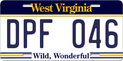 WV license plate DPF046