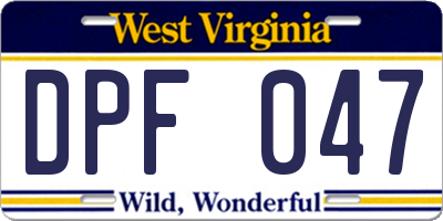 WV license plate DPF047