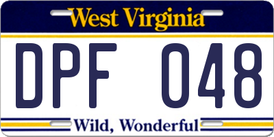 WV license plate DPF048
