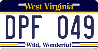WV license plate DPF049