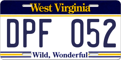 WV license plate DPF052