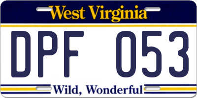 WV license plate DPF053