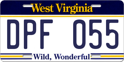 WV license plate DPF055
