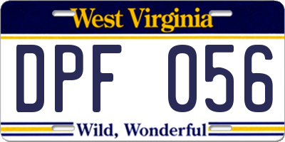WV license plate DPF056