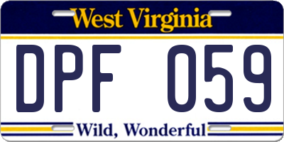 WV license plate DPF059