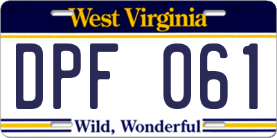 WV license plate DPF061