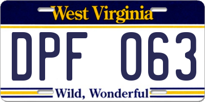 WV license plate DPF063