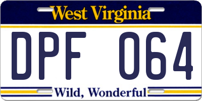 WV license plate DPF064