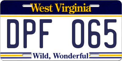 WV license plate DPF065
