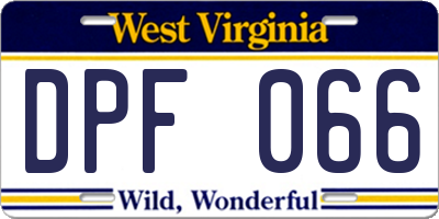 WV license plate DPF066