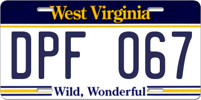 WV license plate DPF067