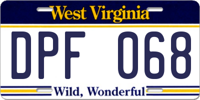 WV license plate DPF068
