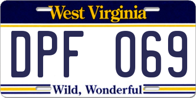 WV license plate DPF069