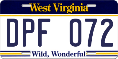 WV license plate DPF072