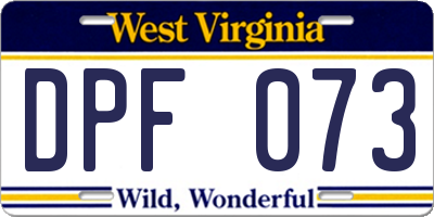 WV license plate DPF073