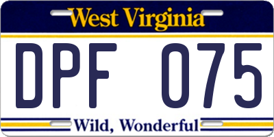 WV license plate DPF075