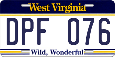 WV license plate DPF076