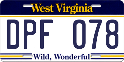 WV license plate DPF078