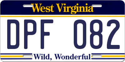 WV license plate DPF082