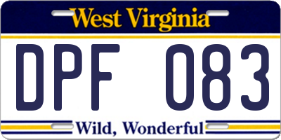 WV license plate DPF083